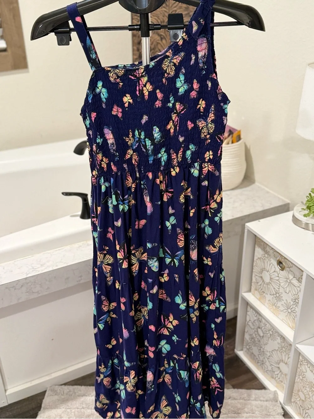 Justice Butterfly Print Smocked Maxi Dress Girls XL 16/18